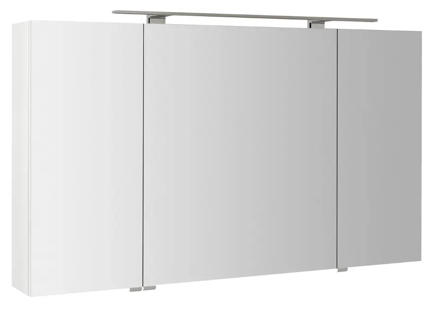 Sapho Riwa - Tükrös szekrény LED világítással, 121x70x17 cm, 3 ajtó, fényes fehér színben RIW120-0030