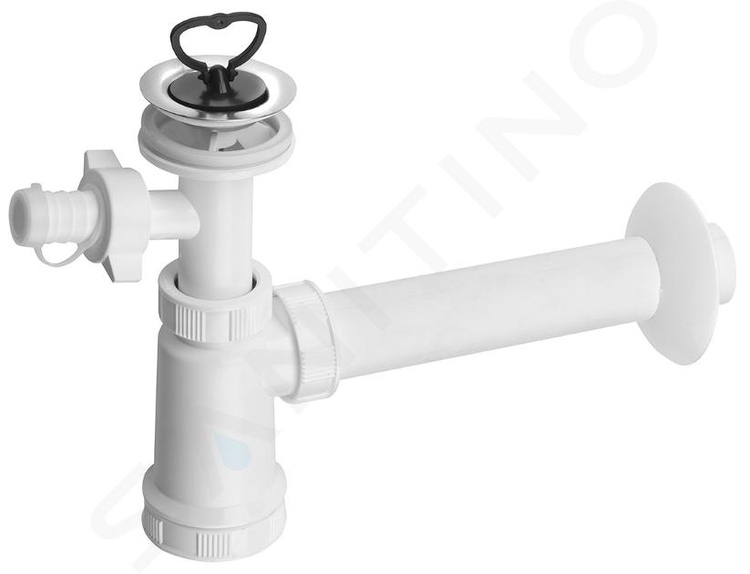 Bruckner Accesorios - Sifón para lavabo con grifo de 1 1/4, salida y tapón, desagüe de 40 mm, blanco 151.114.0