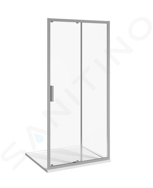 Jika Nion - Porte de douche coulissante G/D en deux parties, 140 cm, Jika perla Glass, argent/verre transparent H2422N80026681