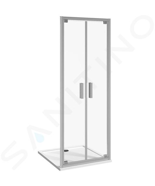 Jika Nion - Porta doccia a bilico a doppia anta L/P, 80 cm, Jika perla Glass, argento/vetro artico H2562N10006661