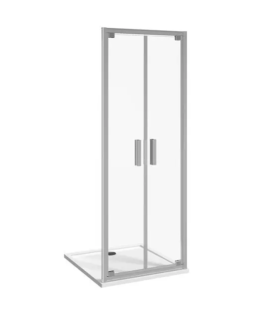 Jika Nion - Porta doccia a bilico a doppia anta L/P, 90 cm, Jika perla Glass, argento/vetro trasparente H2562N20006681