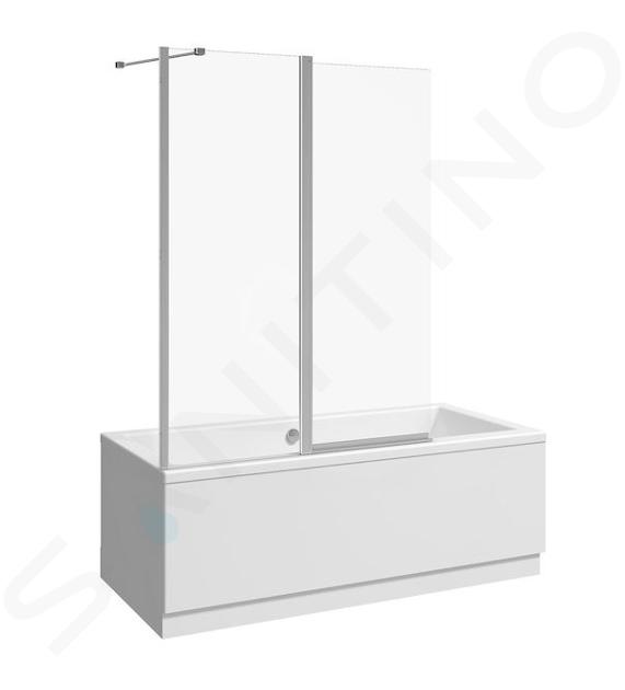 Jika Nion - Badewannenaufsatz zweiteilig L/R, 115x150 cm, Jika Perla Glass, Silber/transparentes Glas H2572N60026681