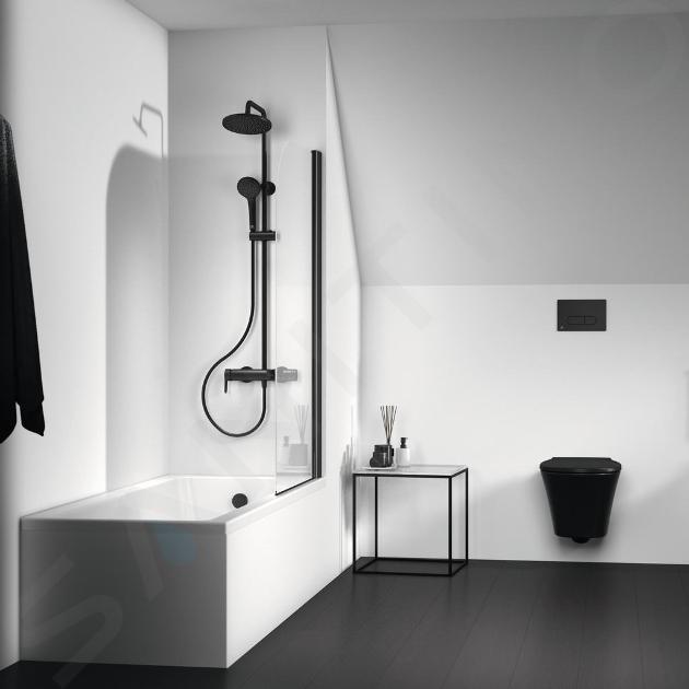 Ideal Standard Cerafine O - Set doccia con miscelatore per vasca da bagno,  200 mm, getto singolo, nero BC525XG