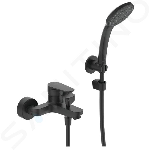 Ideal Standard Cerafine O - Grifo de pared para bañera con accesorios, negro BC706XG