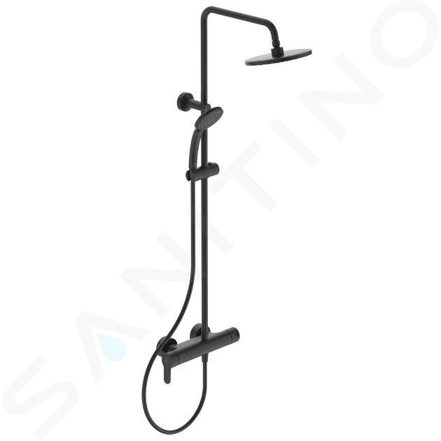 Ideal Standard Cerafine O - Set doccia con miscelatore, 200 mm, getto singolo, nero BC750XG