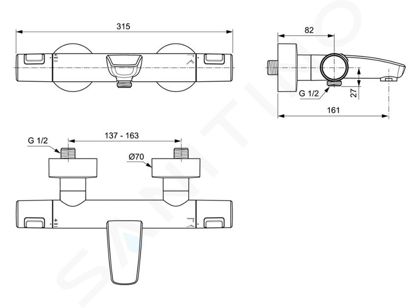 Ideal Standard CeraTherm - Grifo termostático de bañera, negro A7544XG