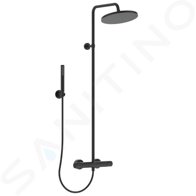 Ideal Standard CeraTherm - Set de douche T25 avec thermostat, diamètre 300 mm, 1 jet, noir BC748XG