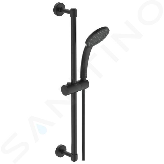 Ideal Standard Idealrain - Conjunto de cabezal de ducha, barra y manguera, negro BD142XG