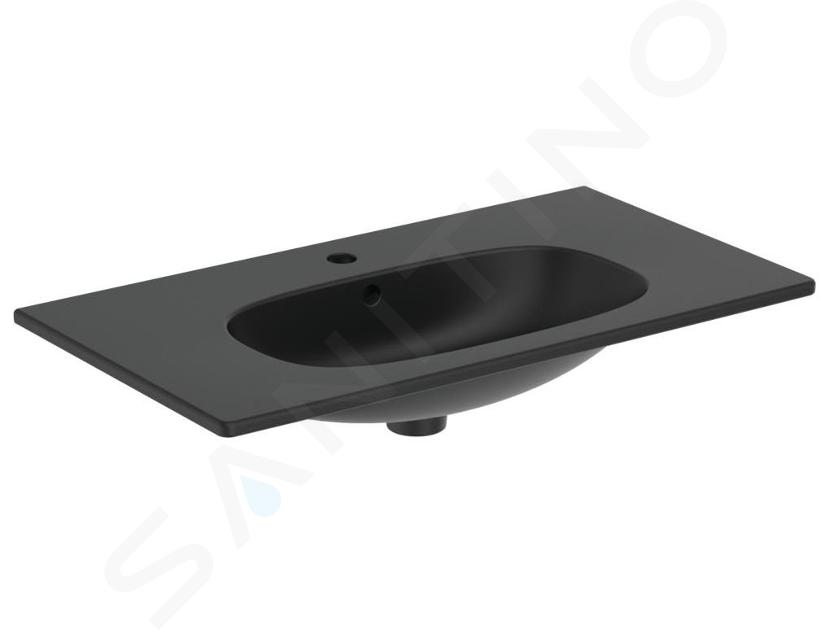 Ideal Standard Tesi - Lavabo da mobile 825x450 mm, con troppopieno e foro per miscelatore, nero T3509V3