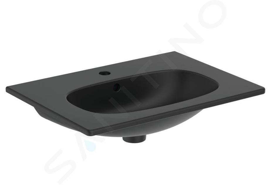 Ideal Standard Tesi - Lavabo da mobile 625x450 mm, con troppopieno e foro per miscelatore, nero T3510V3