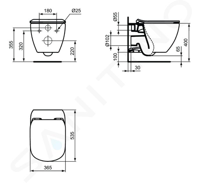 Ideal Standard Tesi - WC à poser avec abattant Soft-Close, évacuation  basse, AquaBlade, noir T3536V3