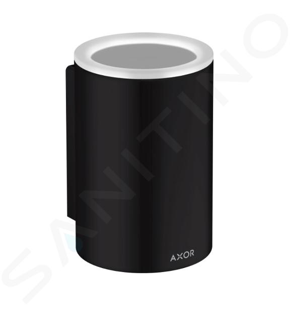 Axor Universal Circular - Vaso per spazzolino e dentifricio con supporto, nero opaco/vetro 42804670