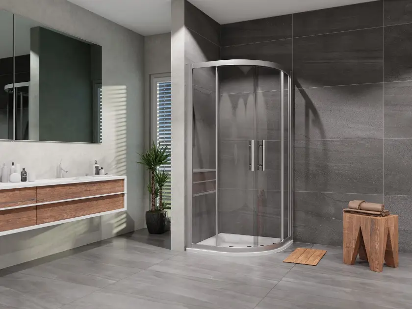 Lansanit LitEX Monte - Porte de douche 4 battants 900x900 mm, aluminium brillant / en verre mat QF99-190-M