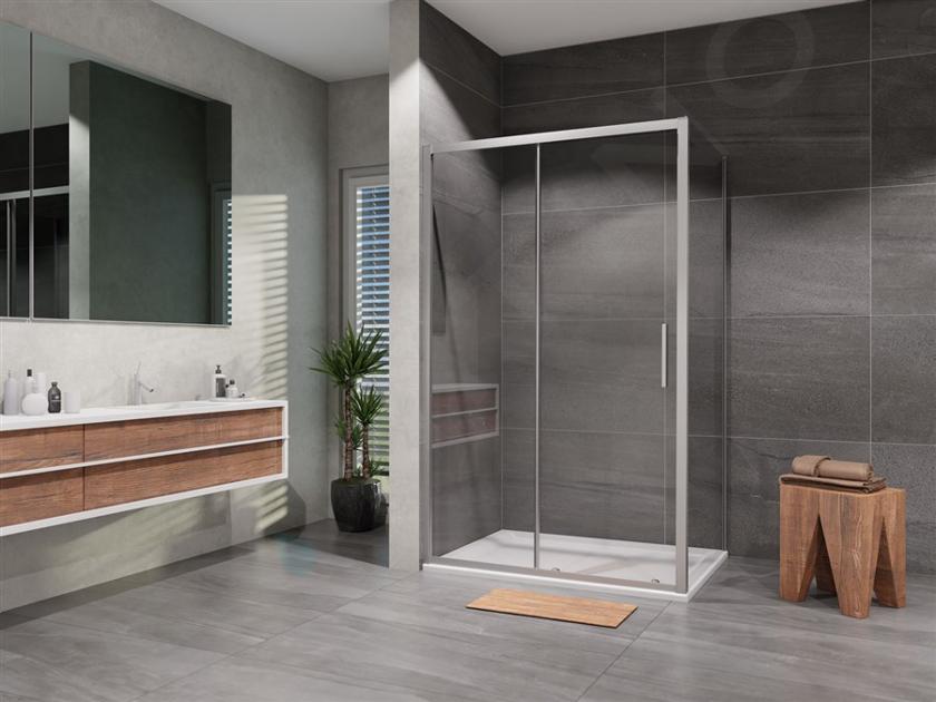 Lansanit LitIN Vati - Cabine de douche 3 battants 900x1200 mm, avec receveur, aluminium brillant / verre clair SR90X120-C-SET