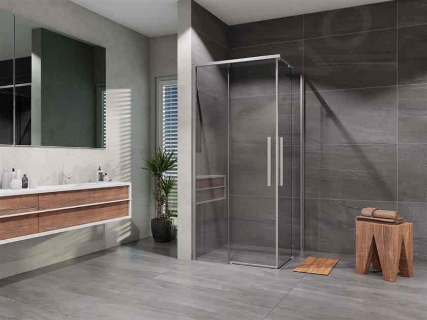 Lansanit LitLUX Slim Alvaro - Cabine de douche 4 battants 900x900 mm, aluminium brillant / verre clair CZD99