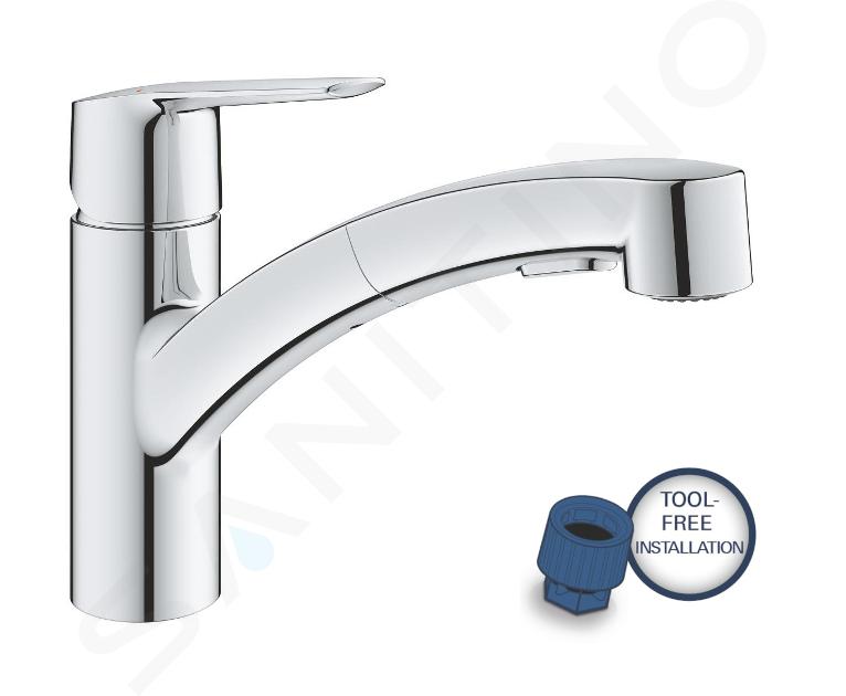 Woord onwetendheid Artiest Grohe QuickFix Start - Keukenkraan met uittrekbare handdouche, chroom  30531001 | Sanitino.nl