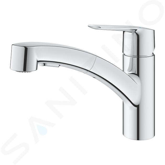 GROHE QuickFix Rubinetto da cucina, linea Start, bocca girevole, sistema  di fissaggio rapido, montaggio facile e veloce, Miscelatore lavello croma