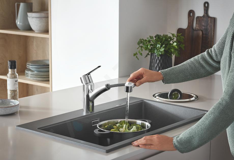 GROHE Start QuickFix, Grifo de cocina (caño alto en C, con 2 mandos de  control, menor consumo de agua, sistema de instalación rápida), cromo,  30495001 : : Bricolaje y herramientas