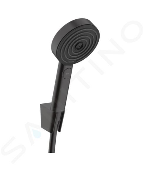 Hansgrohe Pulsify Select - Conjunto de cabezal de ducha, 3 chorros, soporte y manguera 1250 mm, negro matee 24302670