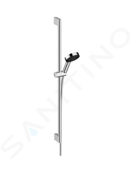 Hansgrohe Pulsify Select - Conjunto de cabezal de ducha, 3 chorros, EcoSmart, barra 959 mm y manguera, cromo 24171000