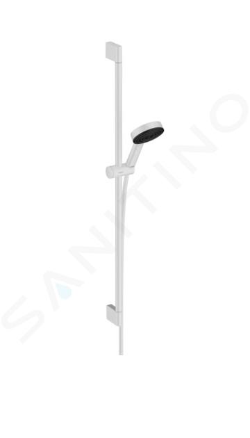 Hansgrohe Pulsify Select - Zestaw główki prysznicowej, 3 strumienie, drążek 96 cm i wąż, biały mat 24170700