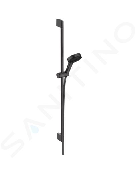 Hansgrohe Pulsify Select - Conjunto de cabezal de ducha, 3 chorros, barra 959 mm y manguera, negro matee 24170670