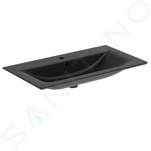 Ideal Standard Connect Air - Lavabo da mobile 840x460x165 mm, con troppopieno, foro per miscelatore, nero E0279V3