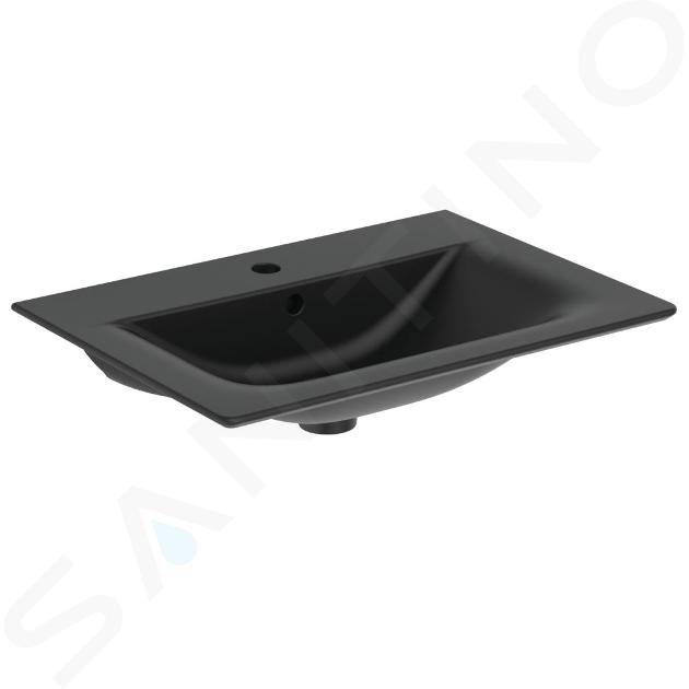 Ideal Standard Connect Air - Lavabo da mobile 64x46x17 cm, con troppopieno, foro per miscelatore, nero E0289V3