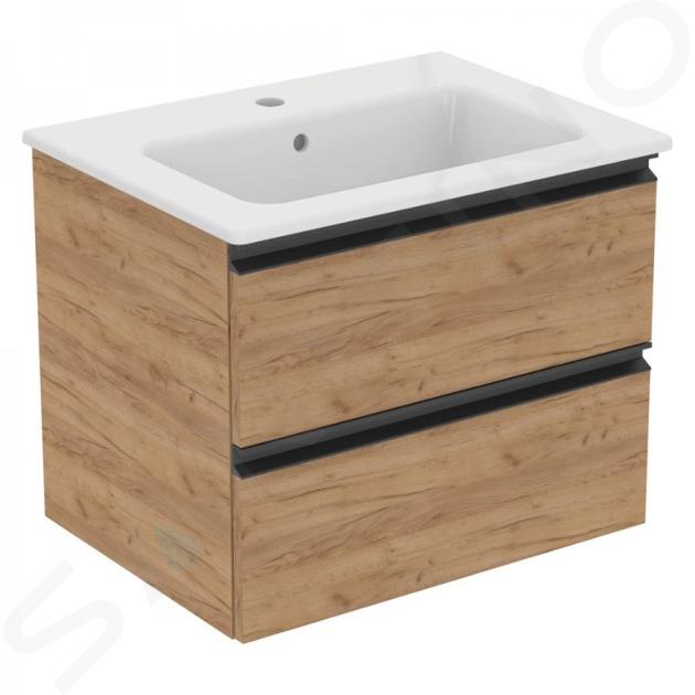 Ideal Standard Connect E - Wastafelkast met wastafel, 625x470x505 mm, 2 laden, licht eiken K8698PB