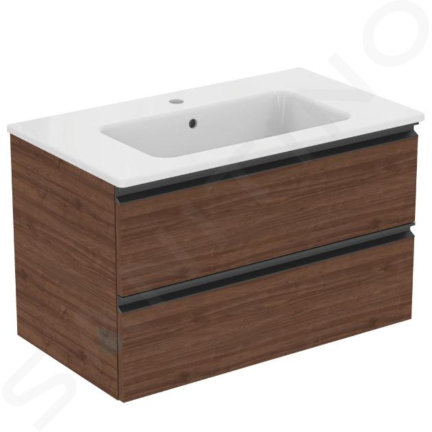 Ideal Standard Connect E - Mobiletto con lavabo, 815x470x505 mm, 2 cassetti, noce K8699PA