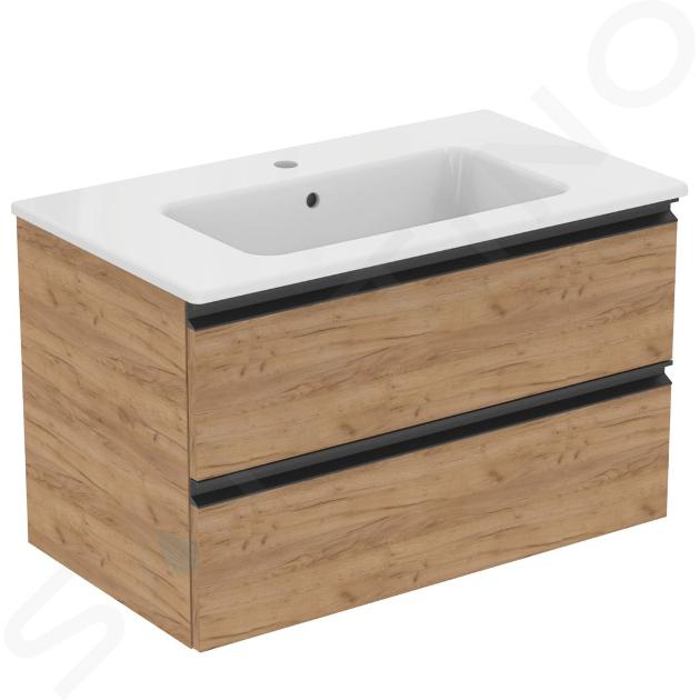Ideal Standard Connect E - Wastafelkast met wastafel, 815x470x505 mm, 2 laden, licht eiken K8699PB