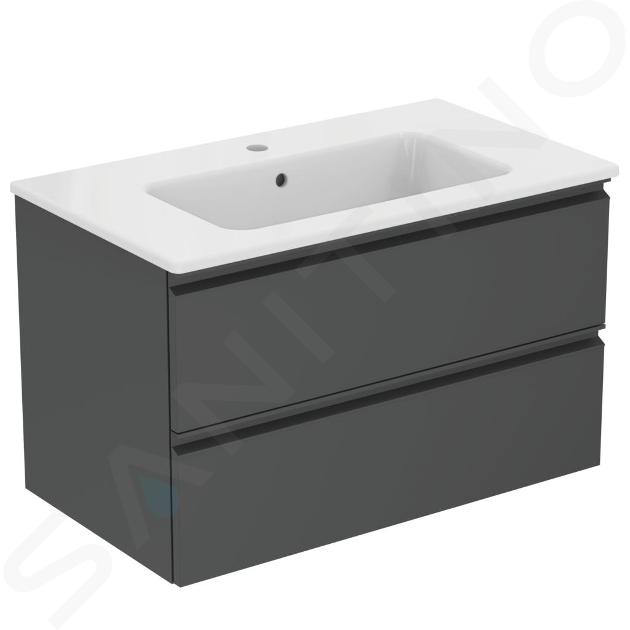 Ideal Standard Connect E - Wastafelkast met wastafel, 815x470x505 mm, 2 laden, antraciet K8699Y2