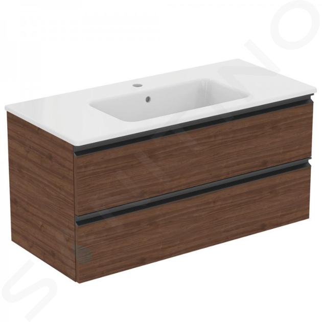 Ideal Standard Connect E - Wastafelkast met wastafel, 1015x465x505 mm, 2 laden, donker walnoot K8700PA