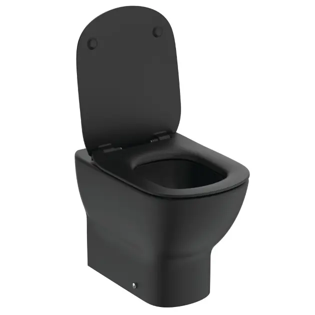 Ideal Standard Tesi - Inodoro de pie con asiento Soft-Close, desagüe inferior, AquaBlade, negro T3536V3