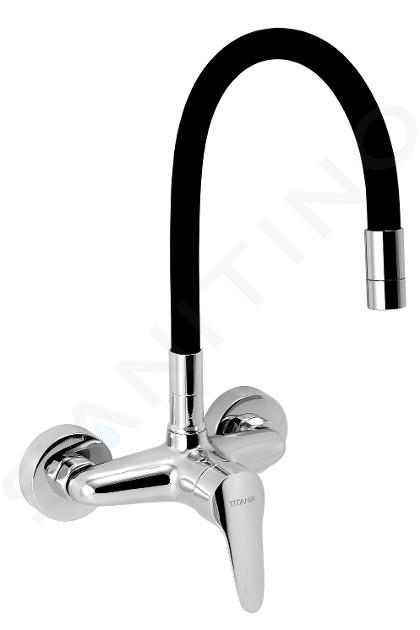 Novaservis Titania Iris New - Robinet d’évier avec bras flexible, noir/chrome 94480,0C