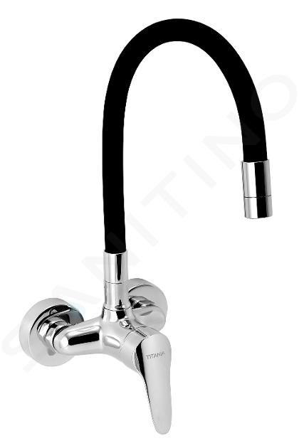 Novaservis Titania Iris New - Spültischarmatur mit flexiblem Arm, Abstand 100 mm, schwarz/Chrom 94484,0C