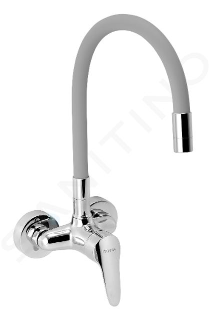 Novaservis Titania Iris New - Spültischarmatur mit flexiblem Arm, Abstand 100 mm, silbergrau/Chrom 94484,0S