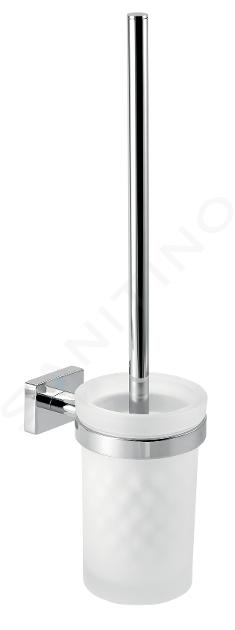 Novaservis Ferro Greta - Escobilla de WC de pared, con soporte, cristal mate/cromo AGR14