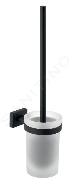 Novaservis Ferro Greta - Escobilla de WC de pared, con soporte, negro mate AGR14BL