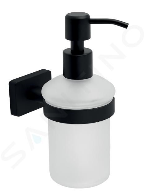 Novaservis Ferro Greta - Zeepdispenser met houder, mat glas/mat zwart AGR34BL