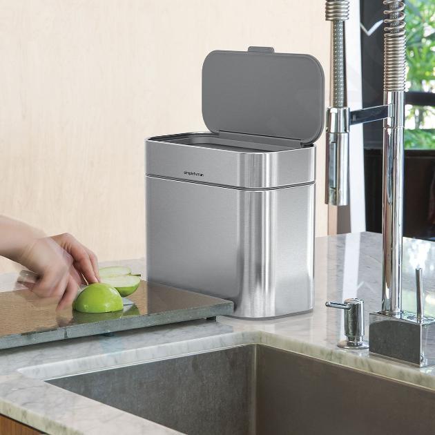 Simplehuman Pattumiere - Pattumiera Mini da tavolo 1,5 l, acciaio inox  spazzolato CW2084