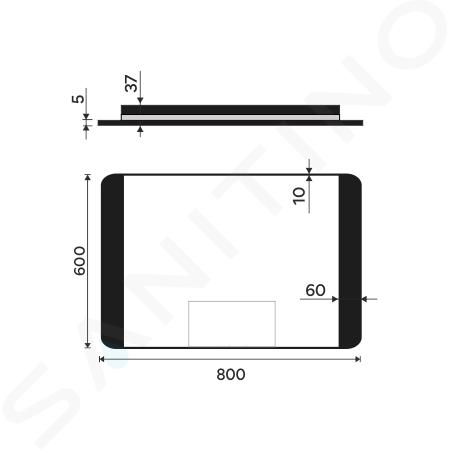 Nimco Spiegel - Spiegel mit LED-Beleuchtung, 800x600 mm, Aluminium/schwarz  ZPC 42003-90