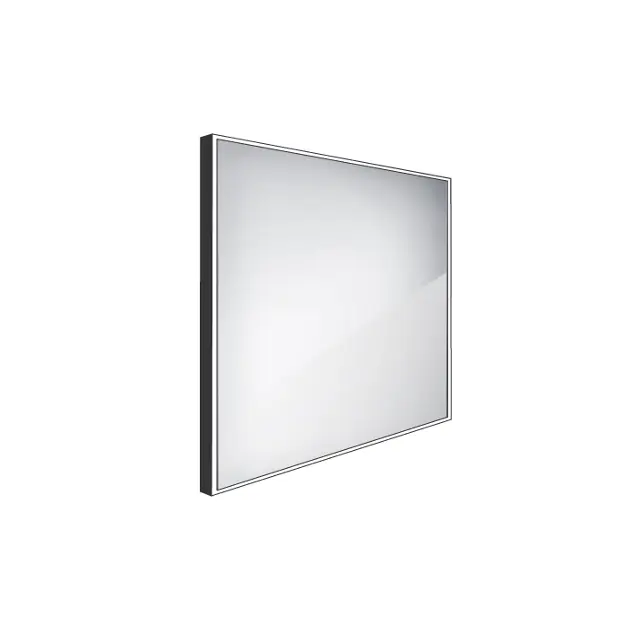 Levně Nimco Zrcadla - Zrcadlo s LED osvětlením, 70x70 cm, hliník/černá ZPC 13077-90