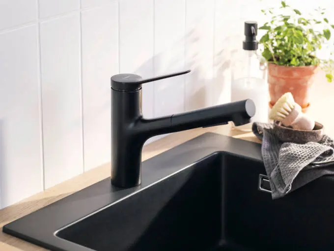 Hansgrohe Zesis M33 - Mitigeur d'évier 150, avec douchette extractible,  noir mat 74800670