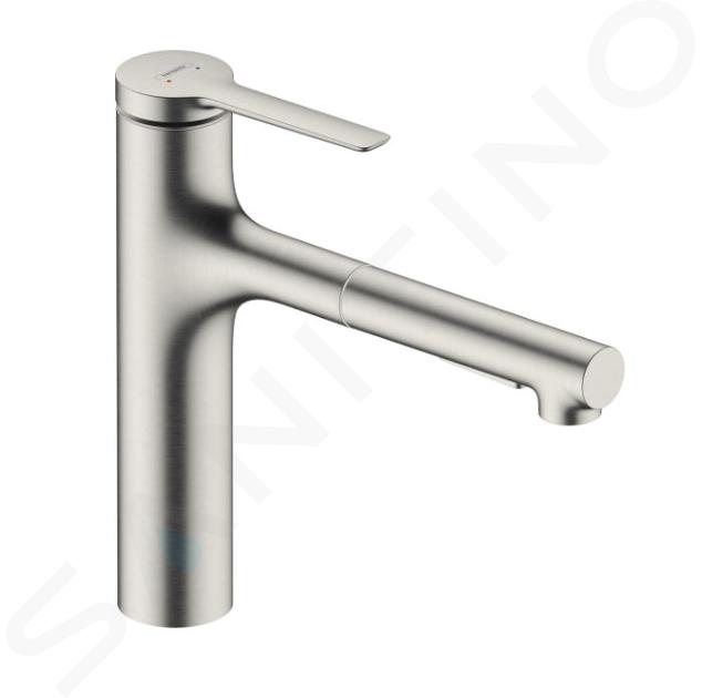 Hansgrohe Zesis M33 - Mitigeur d'évier 160, avec douchette extractible et inverseur, aspect inox 74801800