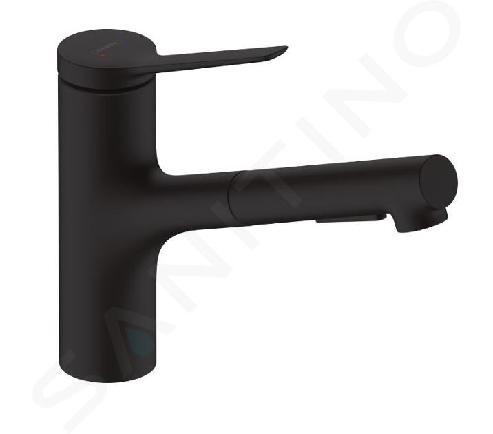 Hansgrohe Zesis M33 - Grifo de fregadero 150, con ducha extraíble, sBox lite, negro matee 74803670