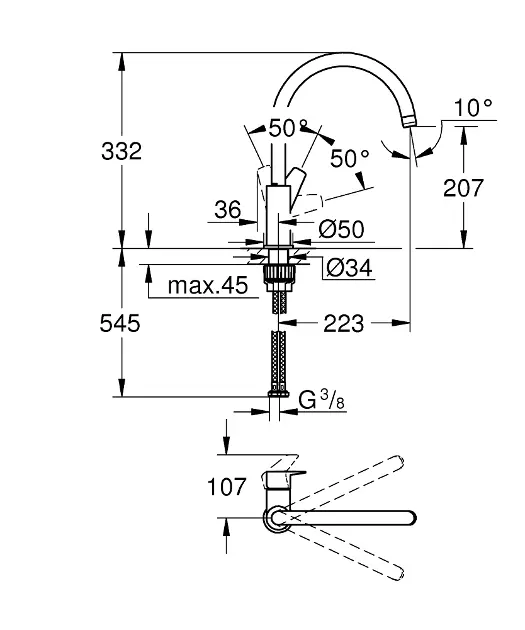 Recensent geschiedenis temperen Grohe Start Edge - Keukenkraan, chroom 30529001 | Sanitino.nl