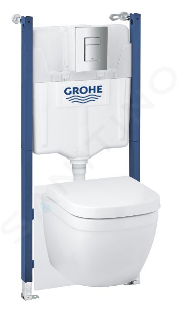 Grohe Solido - Set predstenovej inštalácie, klozetu Euro Ceramic a dosky SoftClose, tlačidlo Skate Cosmopolitan, chróm 39890000