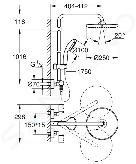 Oferta web Grohe Vitalio Start System 250 Sistema de ducha con termostato  (26816000)