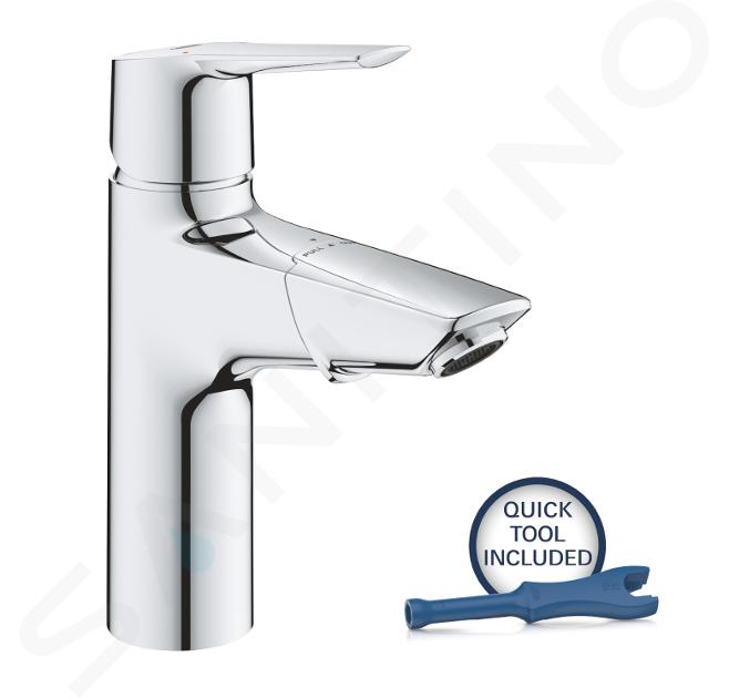 Grohe QuickFix Start - Baterie lavoar cu capăt extractibil și evacuare Push-Open, crom 24205003